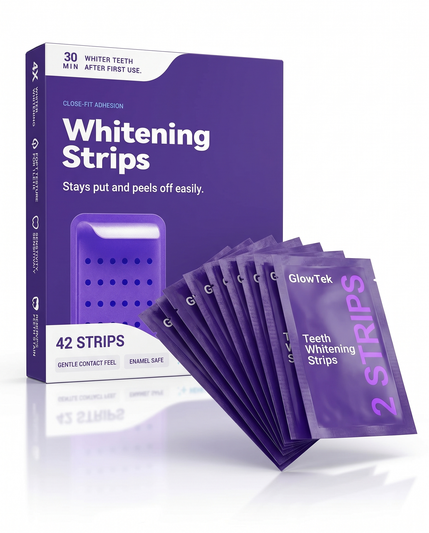 GlowTek Purple Whitening Strips - white studio shot